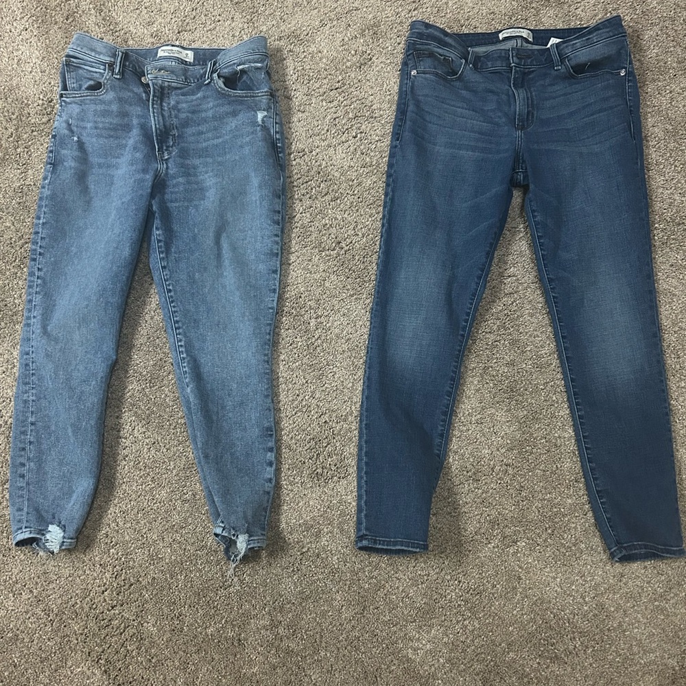 Abercrombie & Fitch Women's Skinny Jeans in Light and Dark Blue